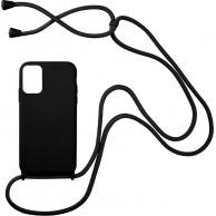 Carryhang Liquid Back Cover Σιλικόνης με Κορδόνι Μαύρο (Galaxy A52)